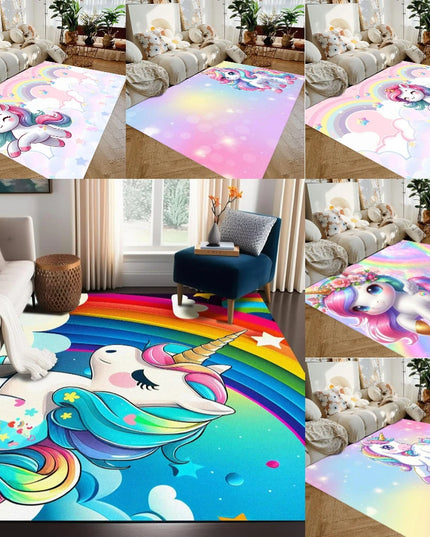 Einhorn Sessel mit fröhlichem Cartoon-Einhorn-Motiv für Wohnzimmer oder Kinderzimmer