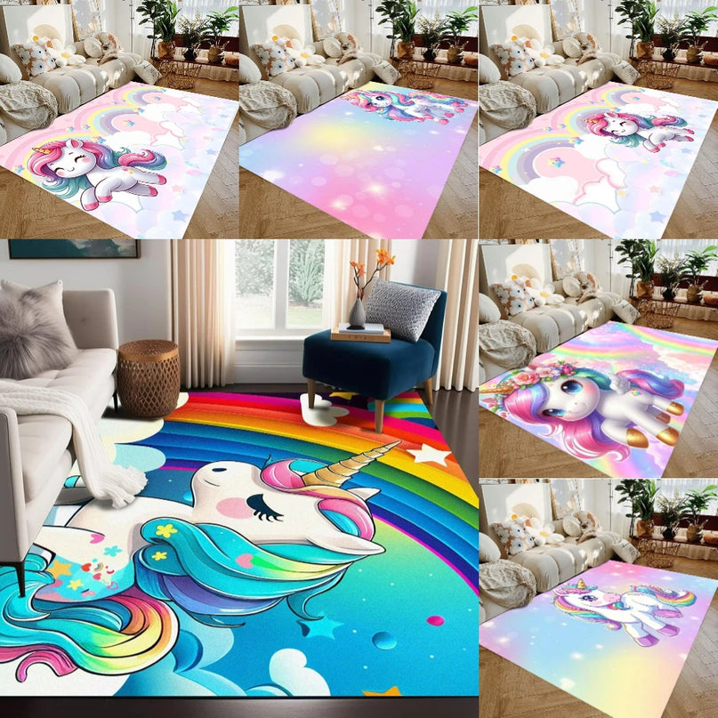 Einhorn Sessel mit fröhlichem Cartoon-Einhorn-Motiv für Wohnzimmer oder Kinderzimmer