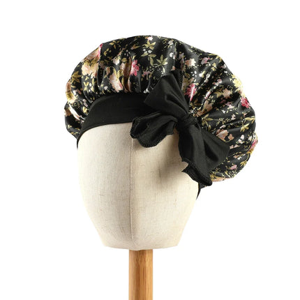 Rosa Einhorn Satin Bonnet für Kinder mit breitem Gummiband, ideal zum Schutz der Haare während des Schlafens.