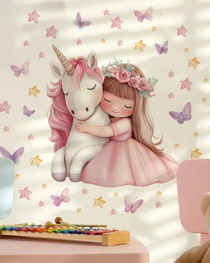 Blumenmädchen Einhorn Wandtattoo – So lieb!