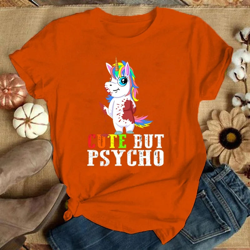 Dein cooles "Cute But Psycho" Einhorn Shirt