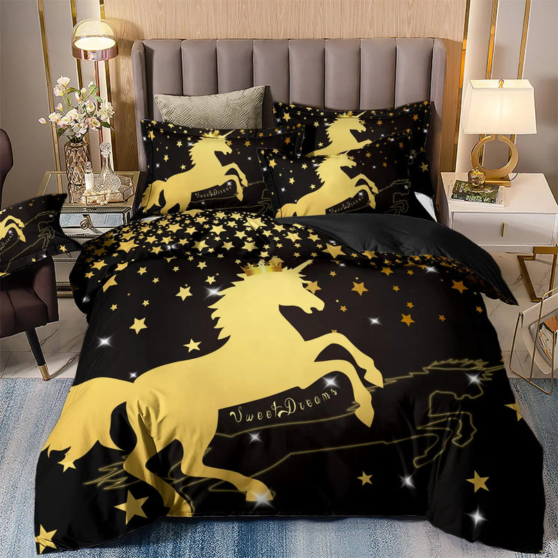 Farbige Träume mit deiner Einhorn Bettwäsche!