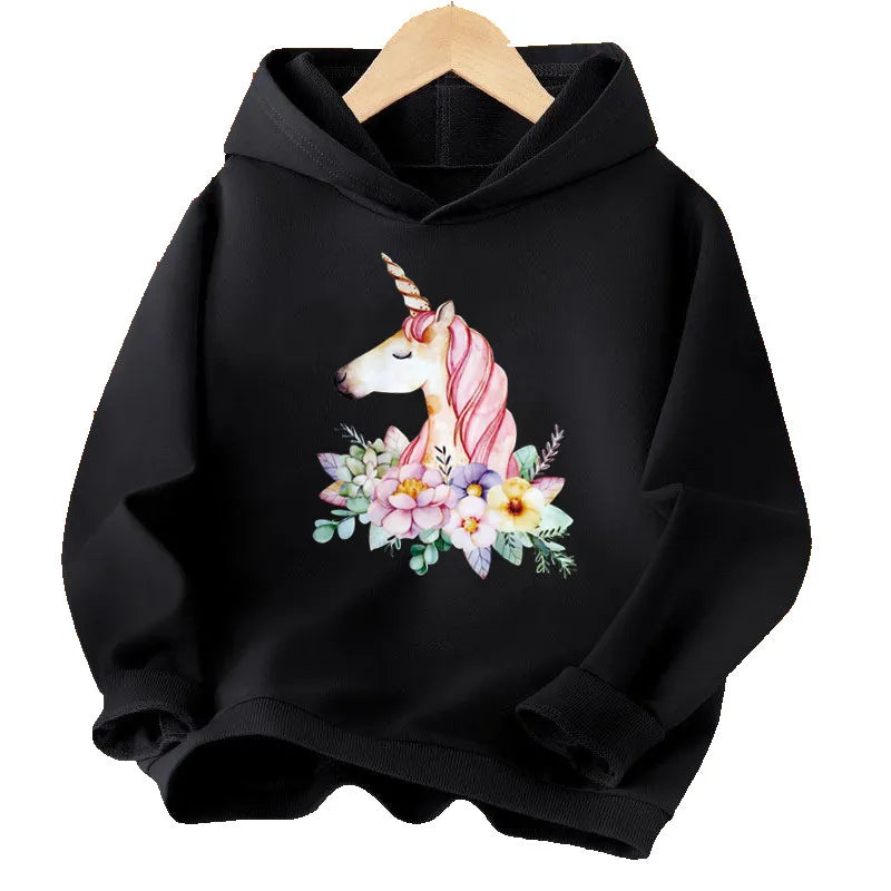 Dein cooler Cartoon Einhorn Hoodie Grau