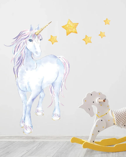Dein Einhorn Wandtattoo mit Wolken &