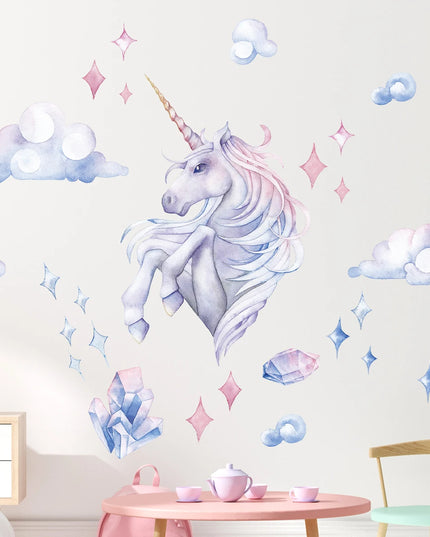 Dein Einhorn Wandtattoo mit Wolken &