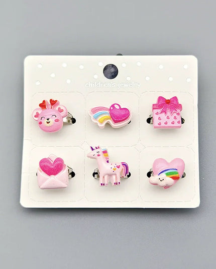 Dein Set bunter Einhorn Ringe