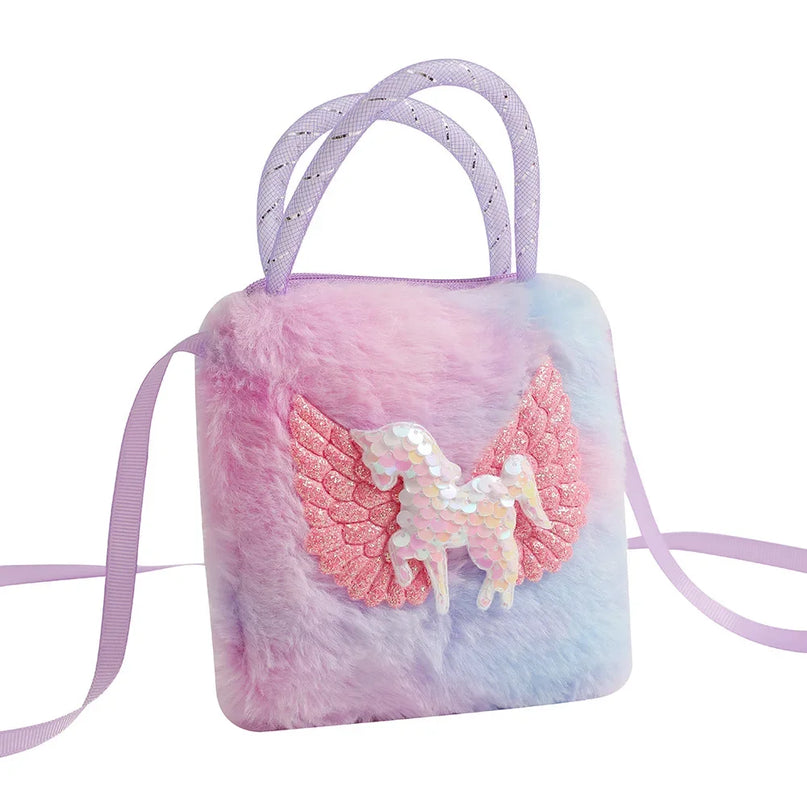 Deine Einhorn Umhängetasche Plüsch Bunt