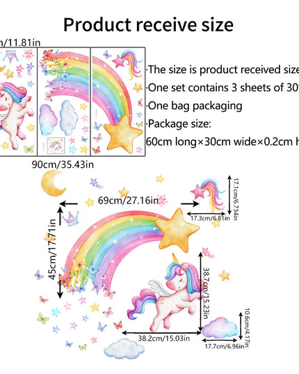Dein Einhorn Regenbogen Wandtattoo –