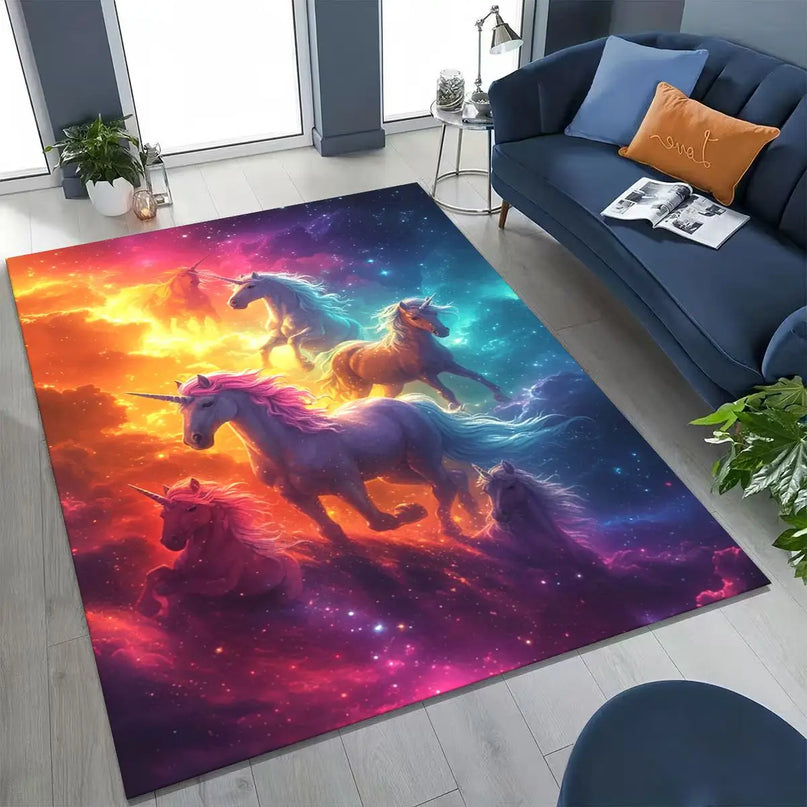 Einhorn Sessel mit Regenbogen- und Elfenmädchen-Motiv, aus 100% Polyester, weich und farbenfroh