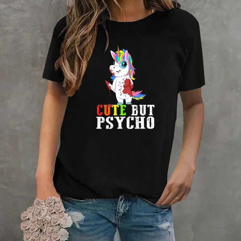Dein cooles "Cute But Psycho" Einhorn Shirt