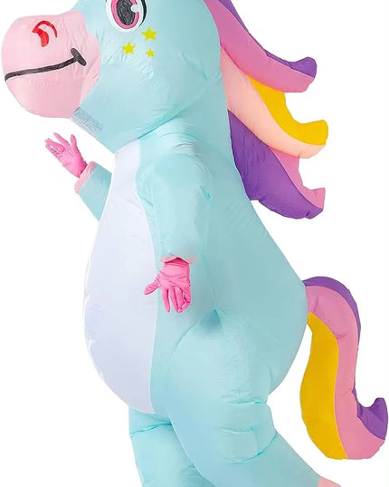Blaues Einhorn: Dein Aufblasbares Kostuem!