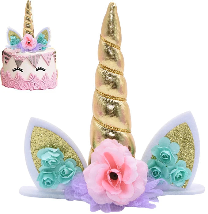 Zauberhafte Einhorn Backform Deko in Form eines Einhornhorns und Ohren aus Plastik für Kuchen