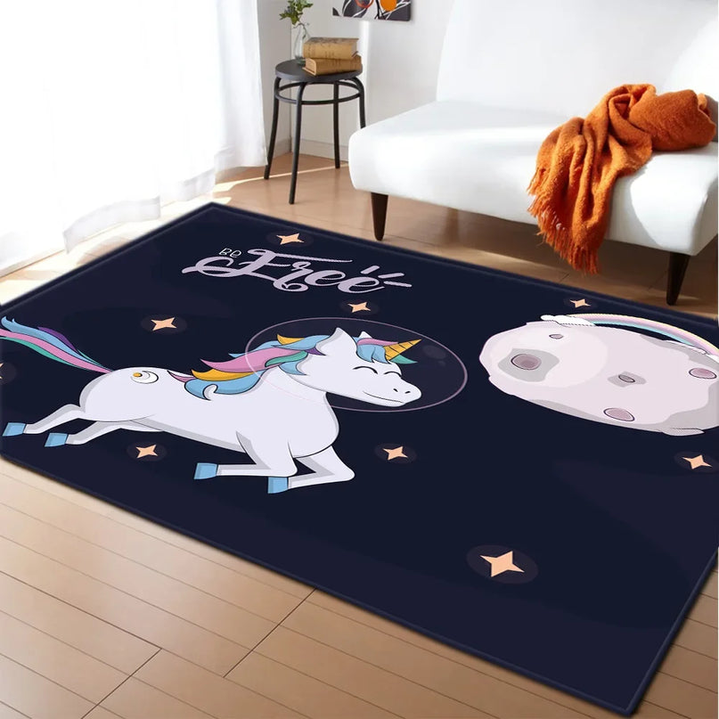 Dein Einhorn Teppich mit pinkem Schloss!