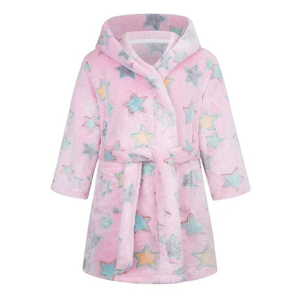 Rosa Einhorn Pyjama mit Kapuze für Kinder, aus flauschigem Korallenfleece, perfekt für gemütliche Nächte