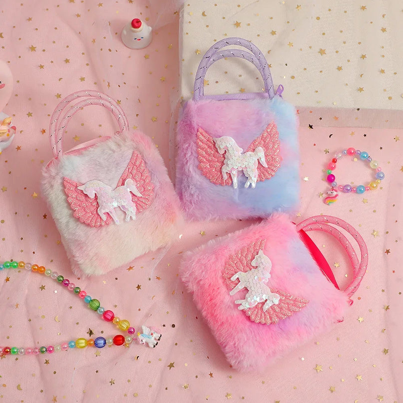 Deine Einhorn Umhängetasche Plüsch Bunt