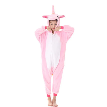 Blauer Einhorn Onesie für Kinder als Ganzkörperkostüm aus weichem Flanell