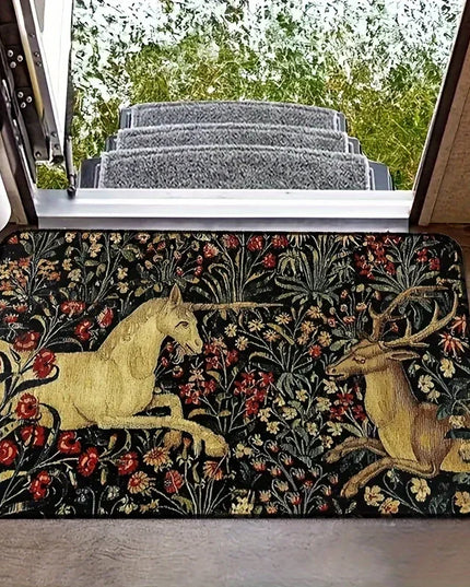 Dein mystischer Einhorn Teppich mit Blumen