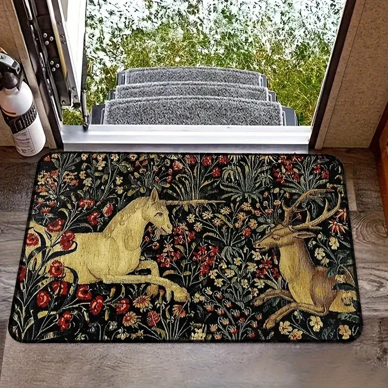 Dein mystischer Einhorn Teppich mit Blumen