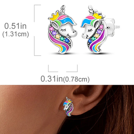 Einhorn Ohrringe aus 925er Sterlingsilber mit einem Stern und funkelndem Zirkon