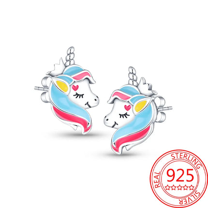 Funkelnde Einhorn Ohrringe aus 925er Sterling Silber mit Zirkon Steinen für einen magischen Look