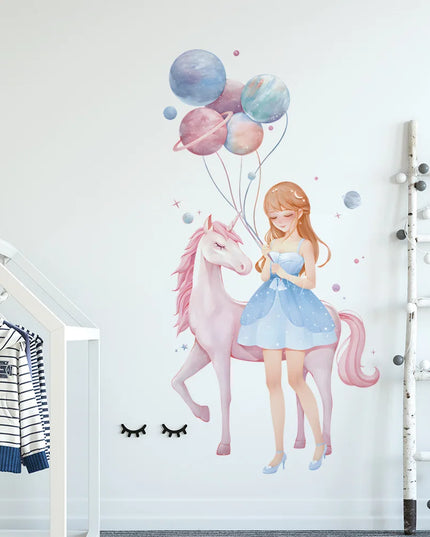 Mädchen Einhorn Wandtattoo für dein Reich