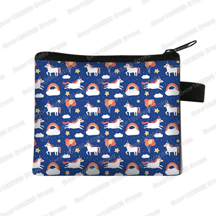 Einhorn Schlüsselanhänger mit Kawaii Cartoon Einhorn Print aus Polyester für Schlüssel und kleine Münzen