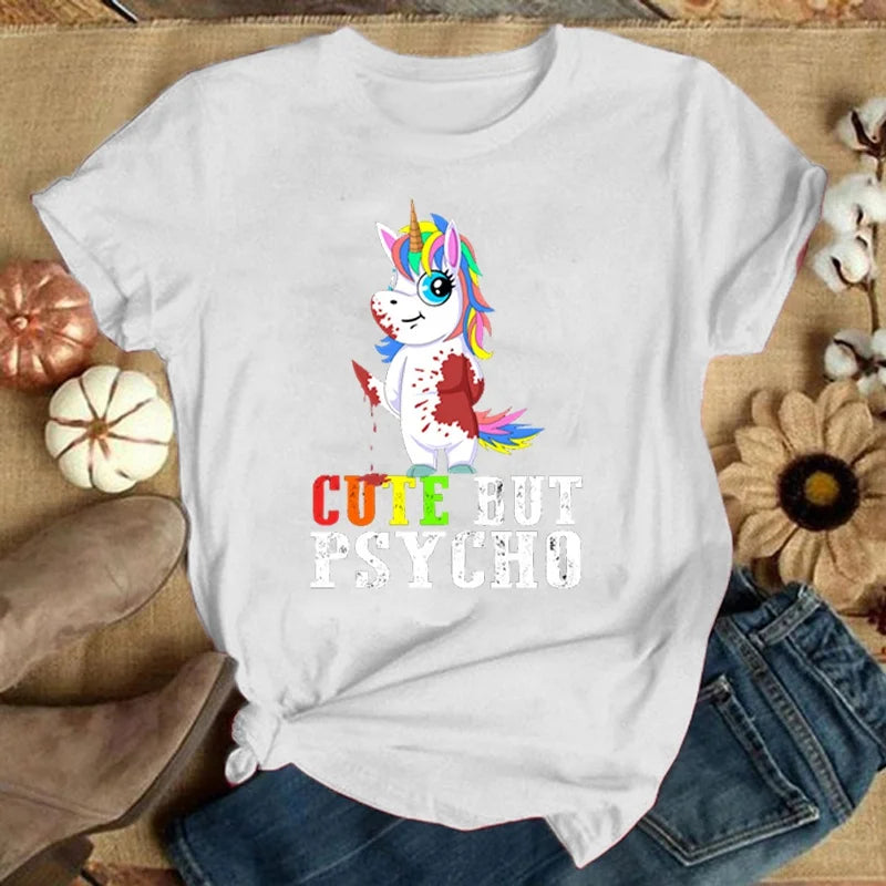 Dein freches "Cute But Psycho" Einhorn Shirt