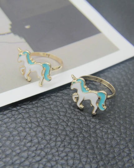 Süßer Einhorn Ring im koreanisch-japanischen Stil mit "Drop Oil"-Design auf dem Einhorn-Motiv