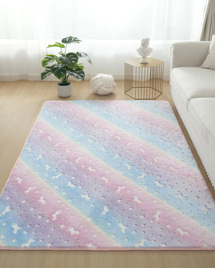 Leuchtender Einhorn Sessel in Rosa mit Mond- und Sternenmuster, der im Dunkeln leuchtet