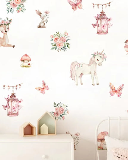 Aquarell Einhorn Wandtattoo mit Regenbogen!