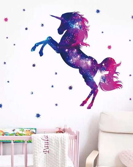 Farbenfrohes Einhorn Wandtattoo für dein