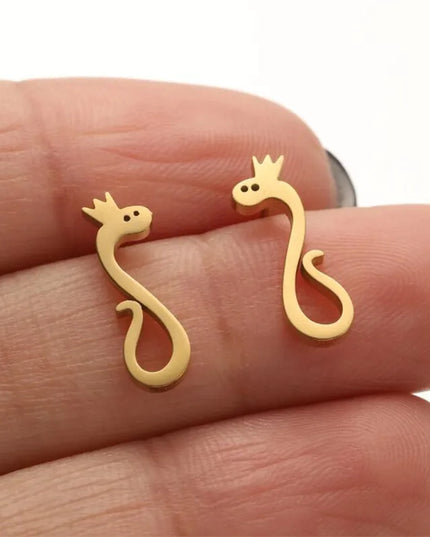 Goldene Einhorn Ohrringe Dino – Funkelnder