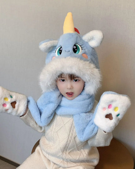 Deine violette Einhorn Plüschmütze!