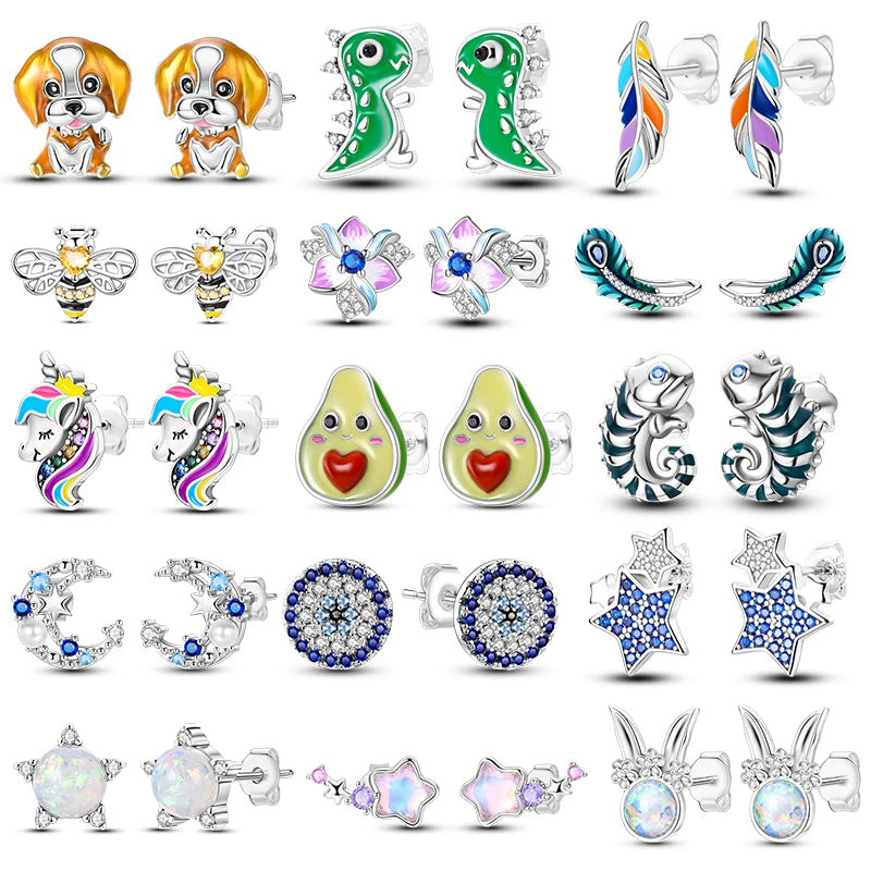 Niedliche Einhorn Ohrringe mit blauen Augen!