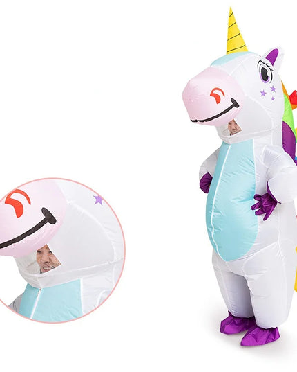 Strahlendes Aufblasbares Einhorn Kostuem Weiß