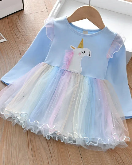 Dein bezauberndes Einhorn Kleid Lila Langarm!