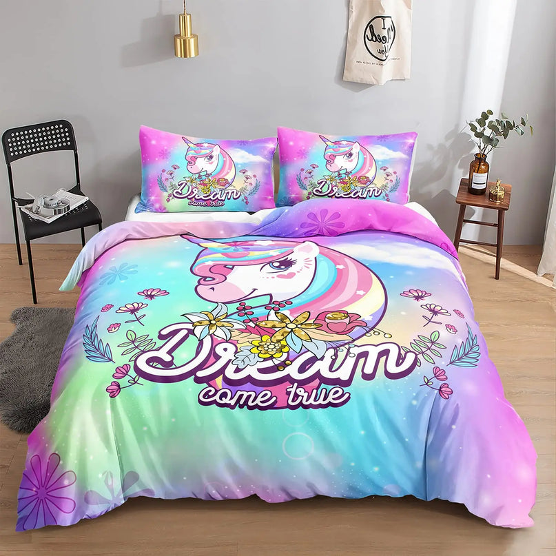 Farbige Träume mit deiner Einhorn Bettwäsche!