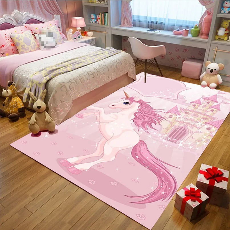 Dein Einhorn Teppich mit pinkem Schloss!