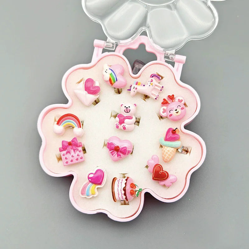 Verstellbarer Einhorn Ring mit süßem Regenbogen Kuchen-Motiv aus Resin, perfekt für Kinder und Einhorn-Liebhaber