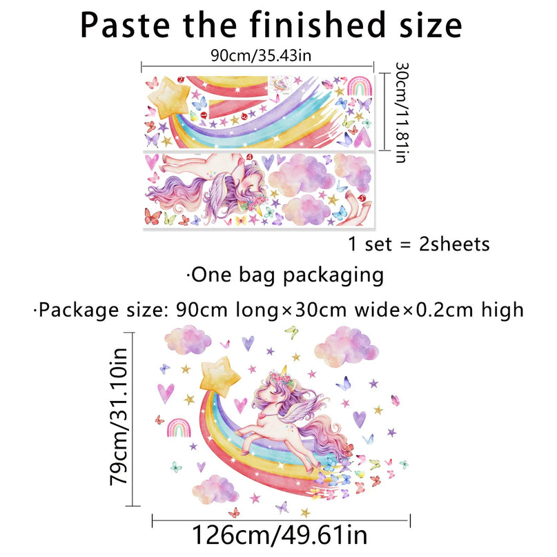 Dein Einhorn Regenbogen Wandtattoo –