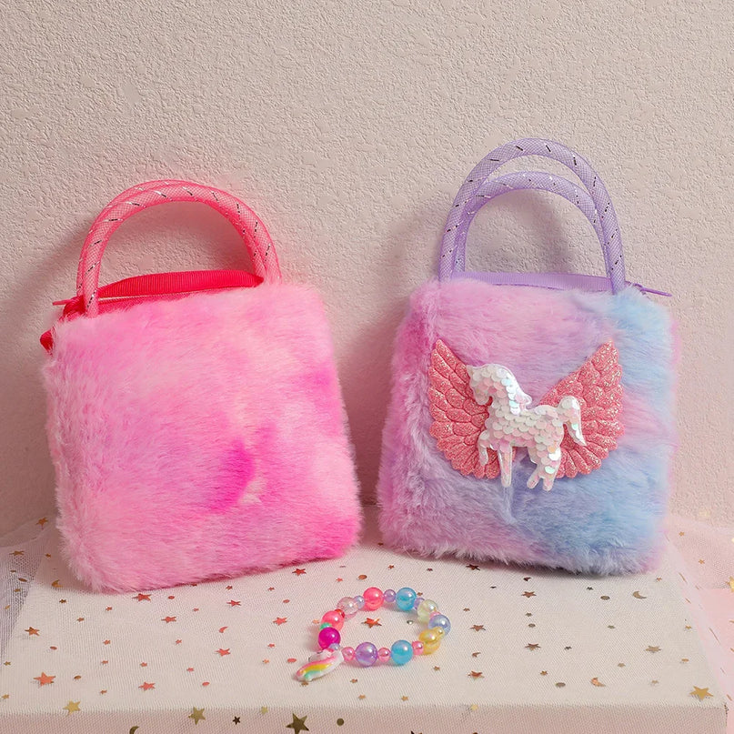 Deine Einhorn Umhängetasche Plüsch Bunt