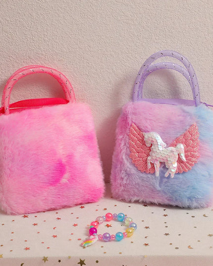 Deine Einhorn Umhängetasche Plüsch Lila