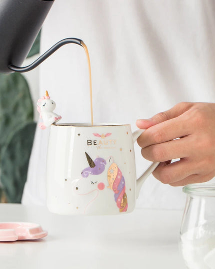 Deine glitzernde Einhorn Tasse mit Deckel!