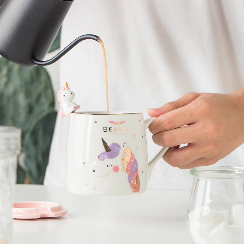 Deine glitzernde Einhorn Tasse mit Deckel!