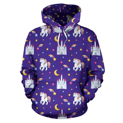 Einhorn Hoodie mit lebhaftem 3D-Regenbogen-Einhorn-Print für Damen und Herren, locker geschnitten