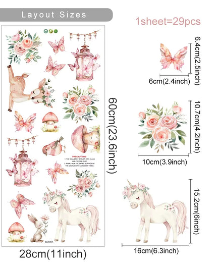 Aquarell Einhorn Wandtattoo mit Regenbogen!
