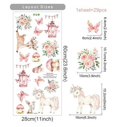 Aquarell Einhorn Wandtattoo mit Regenbogen!