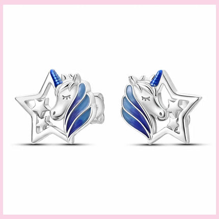 Glitzernde Einhorn Ohrringe aus 925 Sterling Silber mit funkelnden Zirkonen für einen magischen Look