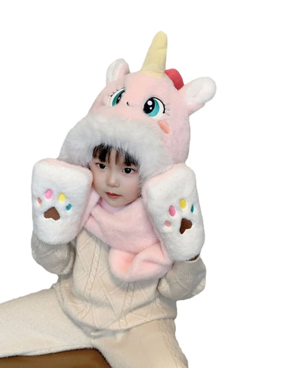 Deine kuschelige Einhorn Plüschmütze Pink!