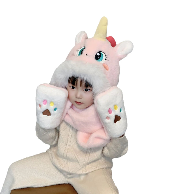 Deine strahlende Einhorn Plüschmütze Weiß!